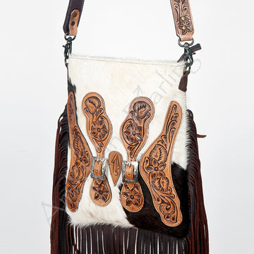American Darling ADBG393 Large Crossbody Hand Tooled Hair-On Genuine Leather Women Bag Western Handbag Purse